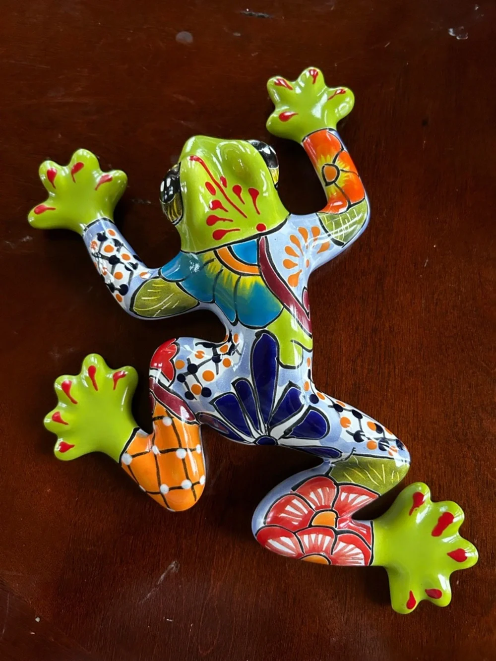 Multicolor Talavera-Style Ceramic Frog Wall Accent - Picture 1 of 4